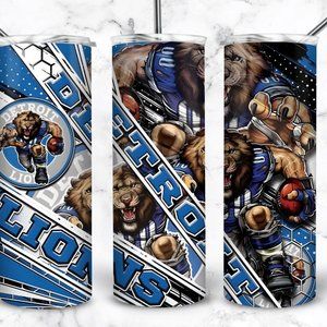 Slanted Detroit Football 20 oz Skinny Tumbler Stainless Steel